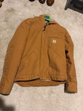 Carhartt Men’s Rugged Carhartt Brown Hooded Canvas Jacket